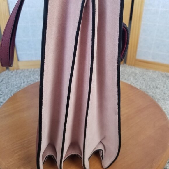 Kate Spade Large Tote Zarinah Hyde Tote Pink Burgundy Leather Suede Shoulder Bag - Picture 4 of 12